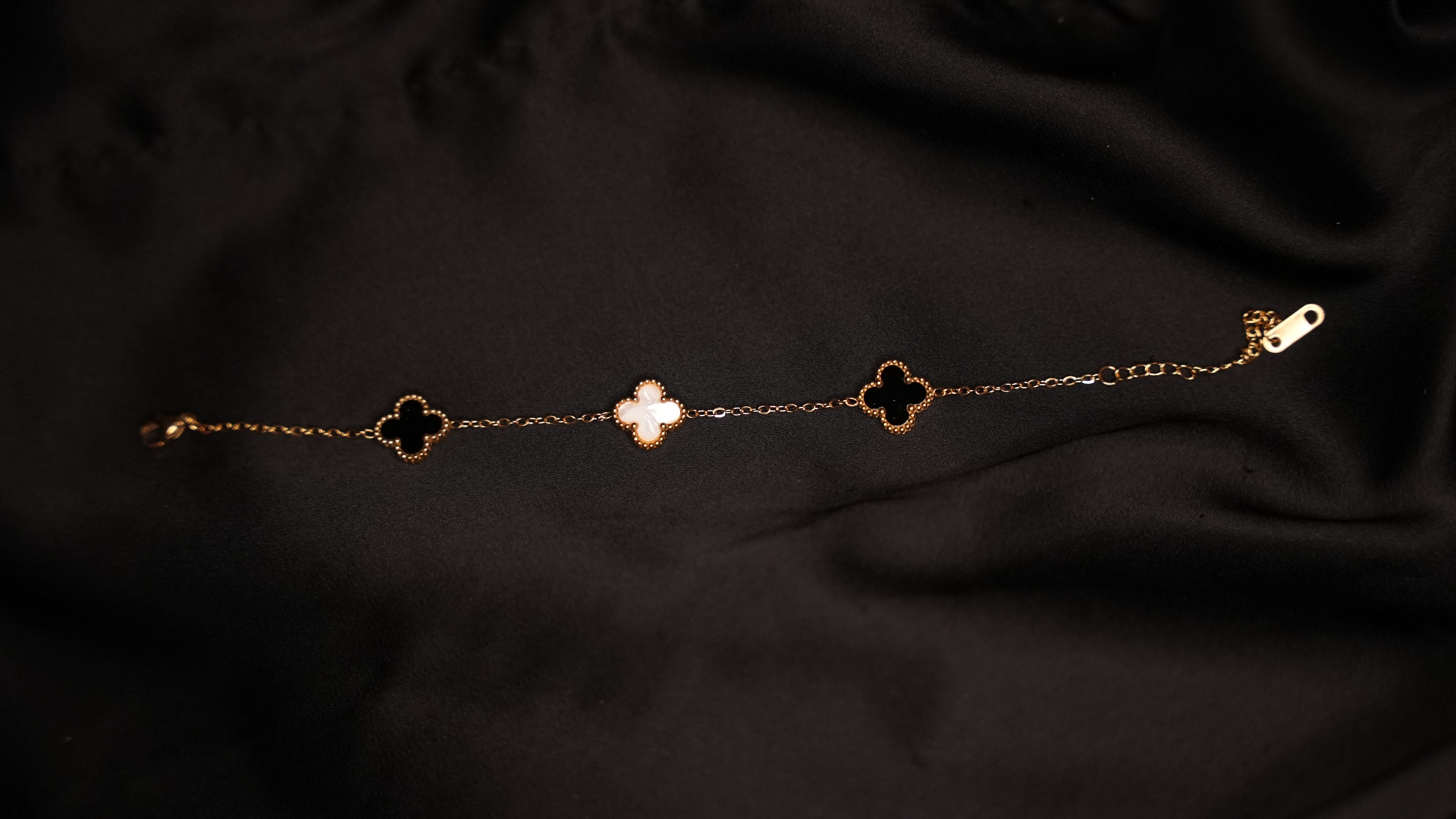 Black and white clover bracelet