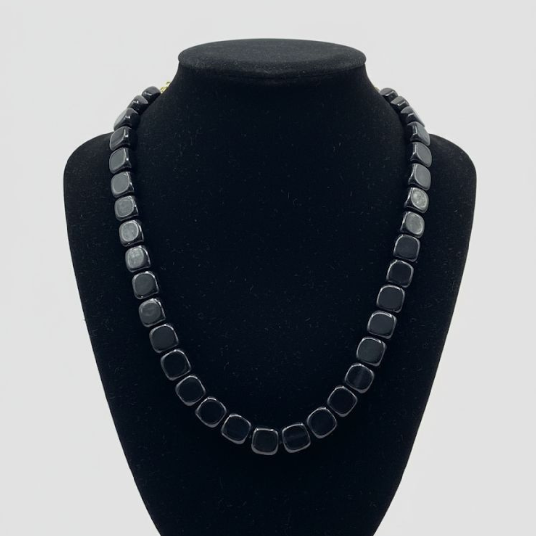 BLACK ONYX BEAD NECKLACE